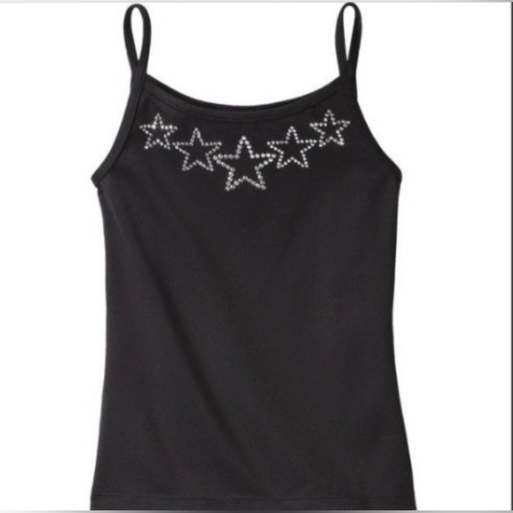 Freestyle by Danskin Girls Dance Cami Dance Tank Top Black with Stars Size S 4/5